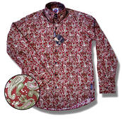 View Item Lambretta High Collar Button Mod Paisley Shirt Wine